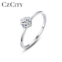 CZCITY Small Simple 0.5ct -Diamond ring for Women Engagement Birthday Gifts 925 Sterling Silver Fine Jewelry MSR-016 220212