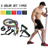 11 adet / takım Egzersizleri Direnç Bantları Lateks Tüpler Pedal Genişletici Spor Sakız Spor Kiti için Elastik Bant Seti Yoga Çekme Halat 201109
