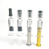 Pyrex Glasspritze Klarglas-Injektor für dicke Ölpatrone Freiheit V9 Carts 1 ml Öl Füllwerkzeug Luer-Lock-Luer-Kopf