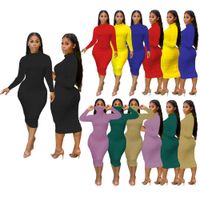 Women Dress Designer 2022 Sexy Slim Fashion Solid Color Long...