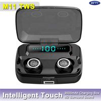 M11 TWS Bluetooth Наушники Водонепроницаемые наушники 3600mAh Power Bank со светодиодным цифровым дисплеем Бинауральный HD Call для iPhone 12 Mini Pro Max 11