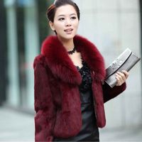 High Quality Winter Warm Faux Fur Coats Jackets Women Furry Short Faux Fox Fur Collar Jacket Plus Size Overcoat LU1238