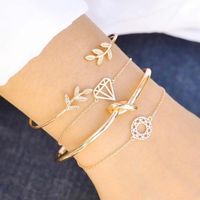 Link, Chain Modyle Bohemian Leaves Knot Round Opening Gold Bracelet Set Women Fashion Apparel Jewelry Valentines Day Gift