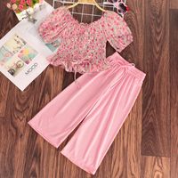 Conjuntos de ropa Girls 2022 Summer Kids Ropa Floral gasa top + traje de pantalón para 3 4 5 6 7 8 9 10 años