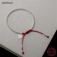 925 Sterling Silver Beads Bracelet Handmade Red Rope Bracelets for Women Thread Bangle Lucky Jewelry Girls Lady Gift 220121