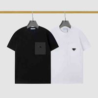 2022 летние дизайнерские футболки мужская роскошь карманная геометрия печати футболки мода буква печатает футболку Hiphop Streetwear мужчины с коротким рукавом