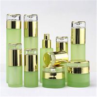 20ml 30ml 40ml 60ml 80ml 100ml 120ml Garrafa de vidro verde frasco de vidro frasco frascos frascos de creme esvazia recipientes cosméticos vazios com tampão plástico