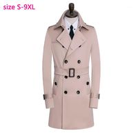 Новое поступление осень зима мужская ветровка длинный стиль двойной грудью мода повседневная пальто высокого качества плюс размер S-8XL9XL1