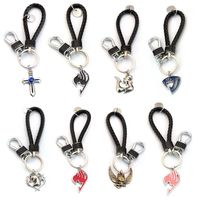 Keychains Anime Fairy Tail Keychain Men Enamel Badge Blue Red Pink Black Pendant Key Rings Women Bag Jewelry Llaveros1