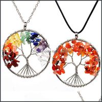 Pendant Necklaces & Pendants Jewelry 7 Chakra Quartz Natural Stone Tree Of Life Pendum Necklace For Women Healing Crystal Reiki Drop Deliver