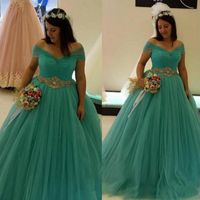 Plus Size Sweet 16 Prom Formal Gowns with Beaded Off Shoulder Quinceanera Dresses Long Tulle Bride Vestidos De Novia