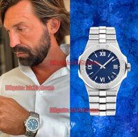 Topkwaliteit horloges Andrea Pirlo Alpine Eagle 41mm Cal.01.01-C Automatic Mens Horloge 298600-3001 Blue Dial Roestvrijstalen Armband Gents Sport Horloges