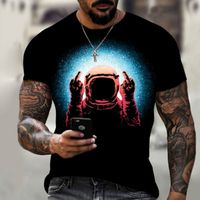 Erkek T-Shirt Sıcak Satmak Yaz Sıcak Satış Moda erkek Yüksek Kaliteli Gevşek Komik Tasarım Astronot Baskı Serin Gömlek 3D Gömlek Slim Fit