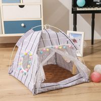 Tente de chenil amovible et lavable printemps et été respirant PET Princess House petit chien chat tente confortable m-40x40x42 cm