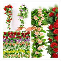 Decorative Flowers & Wreaths 250CM Silk Roses Ivy Vine With Green Leaves For Home Wedding Decoration Fake Leaf Diy Hanging Garland Artificia