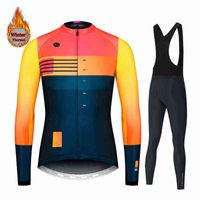 Cykling Jersey sätter Spanien män långärmad vinterkläder MTB Ropa Ciclismo Hombre Triathlon Thermal Fleece Bib Byxor Set 220120