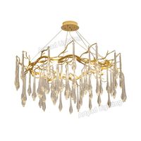 Kronleuchter Moderne Kristall Kronleuchter Beleuchtung Decke Anhänger Esszimmer Foyer Drop Hanging Light Leafes Zweig Stil Gold