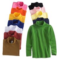 Camisetas Meninos e meninas camiseta da criança de mangas compridas camisolas do outono algodão alto colarinho quente roupas quentes