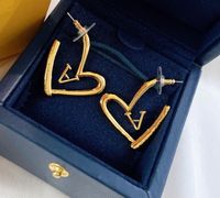 Fashion love gold hoop earrings aretes for women party wedding lovers gift jewelry engagement with box NRJ