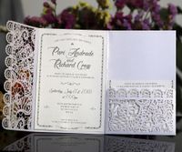 Spitze aushöhlen Hochzeitseinladungskarten Kundenspezifische Laserschnitt Vintage Braut Dusche Dekor Geschenk Business Grußkarte Kits Event Party Supplies CL0019