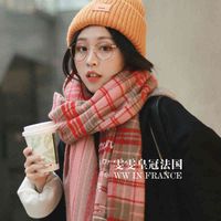 Wenwen French Acne Studios Scarf Classic Plaid Color Matching Wool Warm Shawl Bib for Lovers