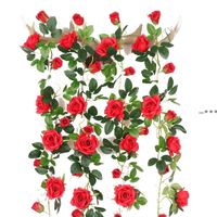 Künstliche Blumen 2.45m Lange Seide Rose Blume Ivy Rebe Blatt Girlande Hochzeit Home Decoration Kranz Hochzeit Favors HA11808