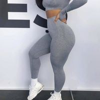 Women Grey Seamless Tummy Control Yoga High Waist Booty Sport Fitness Gym Leggings Athletic Tights Y200904