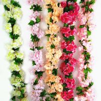 Decorative Flowers & Wreaths 2x Artificial Cherry Blossom Flower Wall Hanging Vine Rattan Garland Wedding El DIY Beautiful Holiday Decoritio