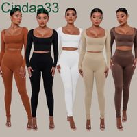 Women Tracksuits Two- piece Set Designer Sexy Spring Solid Co...