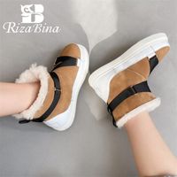 RIZABINA Size 34-42 Women Snow Boots Real Leather Warm Fur Winter Shoes For Woman Fashion Ankle Boot Lady Daily Home Footwear 220121
