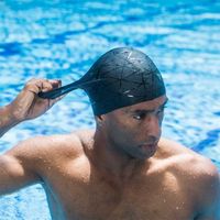 3D Elastic Professional Silica Gel Swimming Cap Waterproof Ear Protection Adult Men Women Long H Hat Cover Ear Bone Pool 220120