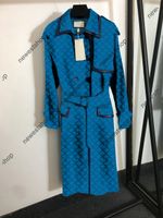 2022 Sonbahar Bayan Trençkot Tasarımcı Lüks Kadınlar Rüzgarlık Vücut Mektup Baskı Ceket Gevşek Kemer Ceket Kadın Rahat Uzun Siperler Ceket