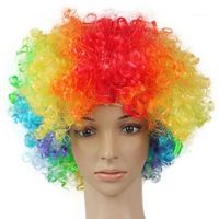 Party Hüte Erwachsene Bunte Perücken Hitzebeständige Cosplay Kleid Clown Kostüm Maskerade Weihnachten Carnival Club Supplies1
