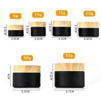 Black Frosted Glass Bottle Cosmetic Jars with Woodgrain Plastic Lids PP Liner 5g 10g 15g 20g 30 50g Lip Balm Cream Containersa51