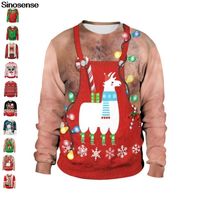 Hässliche Weihnachtsstrickjacke Männer Frauen Rundhalsausschnitt Weihnachten Pullover 3D Funny Print Herbst Winter Holiday Party Sweatshirt Weihnachten Jumper