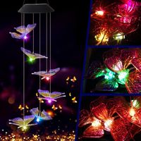 Decorative Objects & Figurines LED Solar Wind Chime Light Butterfly Style Outdoor Garland Hanging Holiday Decoration