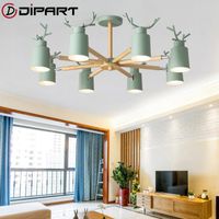 Chandeliers Nordic Modern LED Chandelier Lighting With Metal Lampshade For Living Room Gray Lustre White Bedroom Lustres Green HangLights