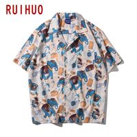 Camisas casuales para hombres Ruihuo Imprimir Hawaiian para hombres Ropa Harujuku Mens Slim Fit M-2XL 2022 LLEGADOS