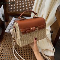 女性ビーチハンドバッグ夏ヴィンテージ籐製の袋の手作りキンティング編まれたクロスボディバッグ財布