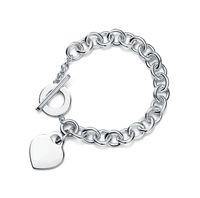 Presente de Natal 925 pulseira de prata esterlina de prata, estilo clássico pulseira de bracelete Declaração de casamento jóias coração pingente pulseiras AAA +++