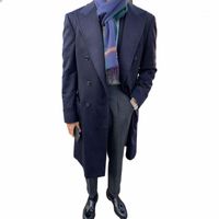 Boldes de lã masculina de inverno azuis azuis overcoat streetwear homens duplos breasted longo comprimento de lã casual casaco casaco masculino jacket1