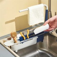 Kitchen Organizer Expandable Shelf Sinks Storage Drain Basket Towel Soap Sponge Holder Household Sink Rack Home Accessories 220118