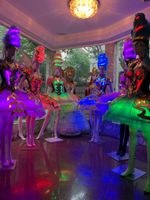 Бальные танцы сценические костюмы привели полноцветные светящихся свет женщины платье венчания партии наряд светящегося юбка день рождения носит диджей