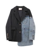 New High Quality Women Blazer Coat Long Sleeve Patchwork Sui...