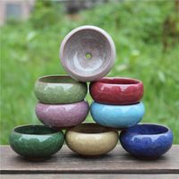 Practical Round Ceramics Garden Pot Breathable Mini Planters...