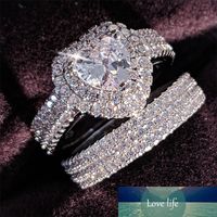 Original 925 Sterling Silver Heart Cut Zircon Wedding Ring S...