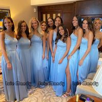 One Shoulder Long Bridesmaid Dresses 2022 Sexy Side Split Wedding Guest Party Gowns for Summer Plus Size Maxi Vestido de festa longo