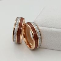 Anillos de boda Rose Gold Madera Tungsteno Carburo para Mujeres y Hombres Comfort Fit Band Alliance 8mm Hand Finger Jewelry