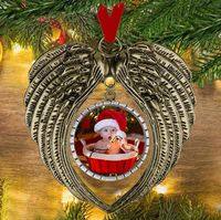 Sublimation Christmas Ornament Décorations d'ornement Ange Wings Shape Blank Transfert à chaud Imprimer les consommables Fournitures Nouveau pendentif arbre de Noël