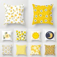 Pillow Case 45x45cm Yellow Striped Pillowcase Nordic Geometric Floral Print Throw Cushion Cover Decoration